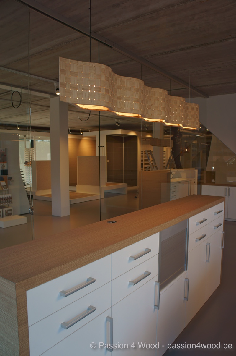Wave pendant lamp in oak wood - 200 cm long
